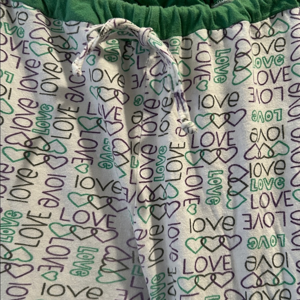 YES NO MAYBE LOL Lounge Love💕print Pajama cropped Pants elastic band wide leg L